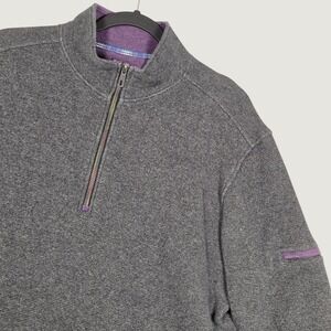 Robert Graham Men Medium 1/4 Quarter Zip Pullover Sweater Gray Long Sleeve Knit